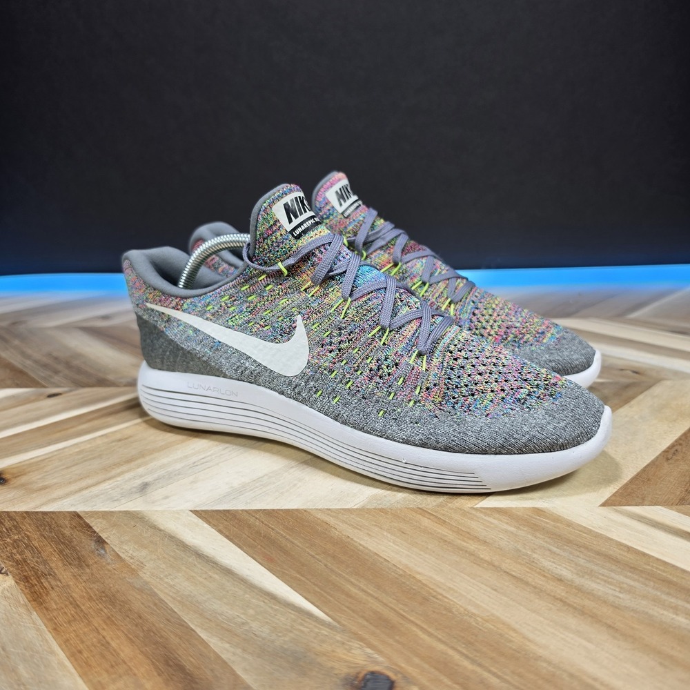 Nike Lunar Epic Low Flyknit 2 Men's 9 Shoes Wolf Gray Multicolor Sprinkles
